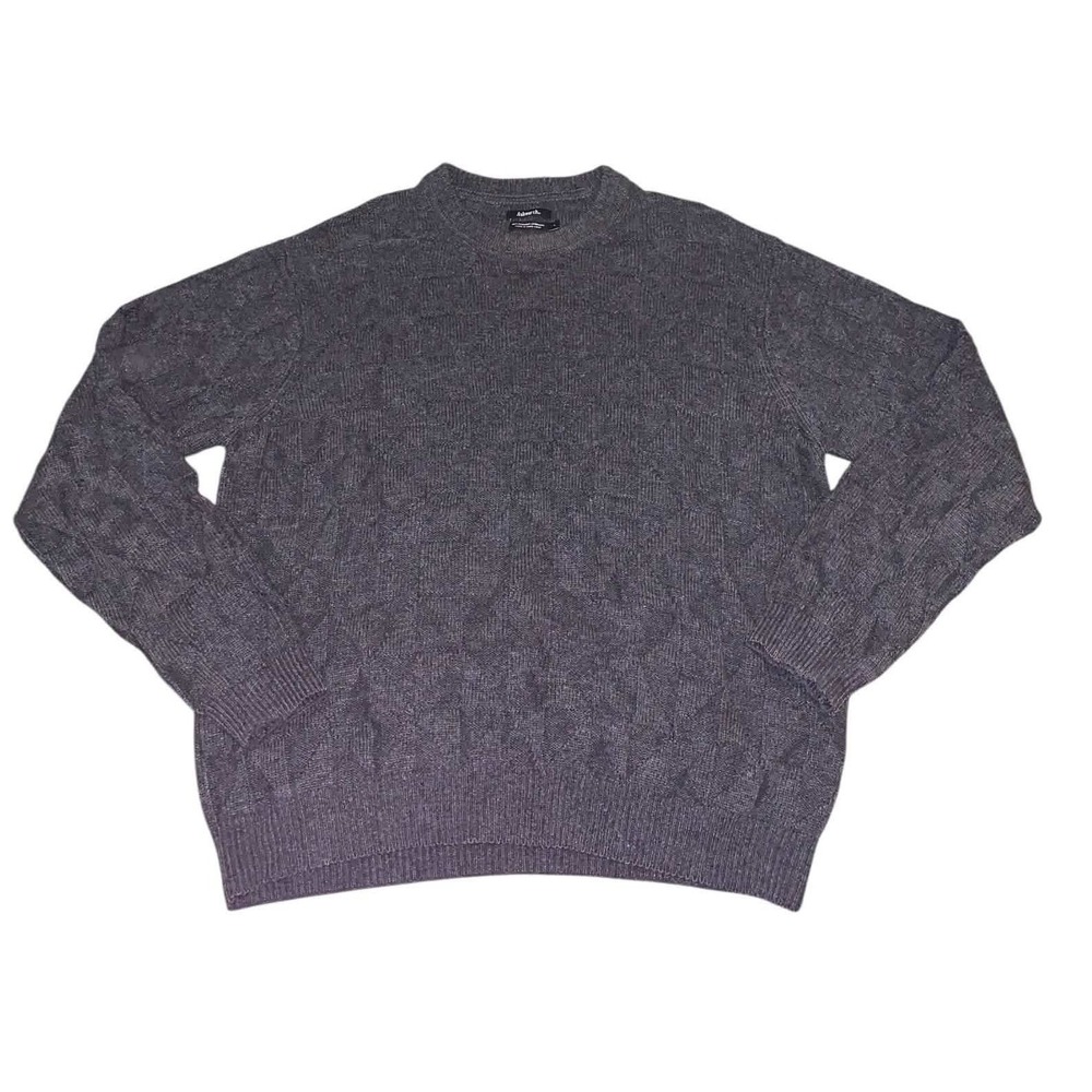 Ashworth Sweater Mens Large Gray Lambswool Cable Knit Crewneck Preppy Golf Core